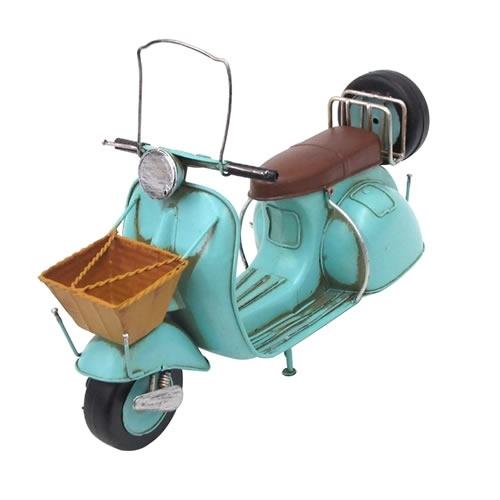 ブリキのおもちゃバイク ベスパ(Vespa)スクーター／ライトブルー(Mサイズ) , 大人のインテリア雑貨 通販