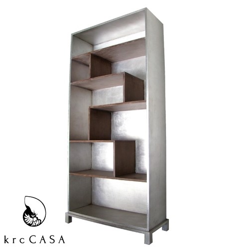 【送料無料】<krcCASA>BOOK SHELF ブックシェルフ／シルバー×ナチュラルブラウン【メーカー直送品】【受注生産品／納期3か月】