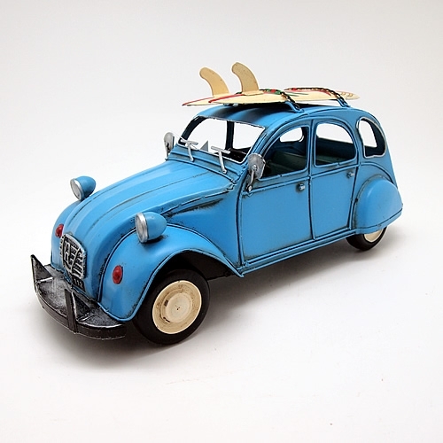 ブリキのおもちゃ車 フィアット(FIAT)キャリングカー／ライトブルー(Mサイズ)