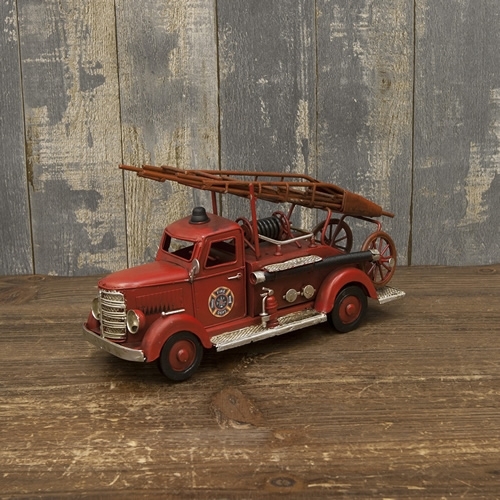 ブリキのおもちゃ車 レトロ消防車 はしご車(Sサイズ)