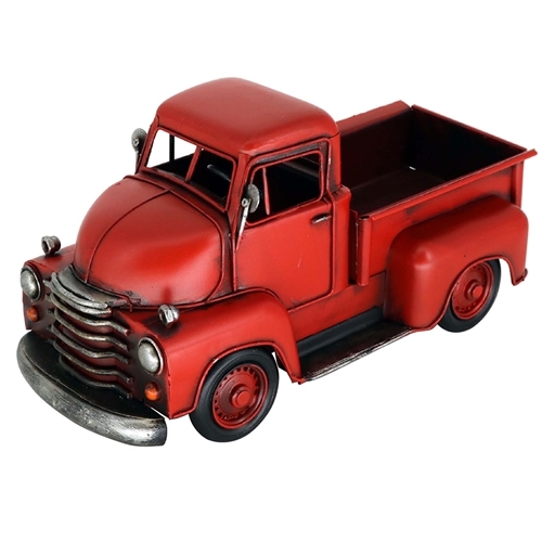 ブリキのおもちゃ車 レトロトラック／レッド(Mサイズ)
