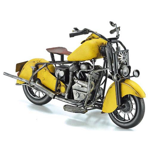 ブリキのおもちゃバイク インディアン(Indian)スカウトモデル ヴィンテージオートバイ／イエロー(Lサイズ)