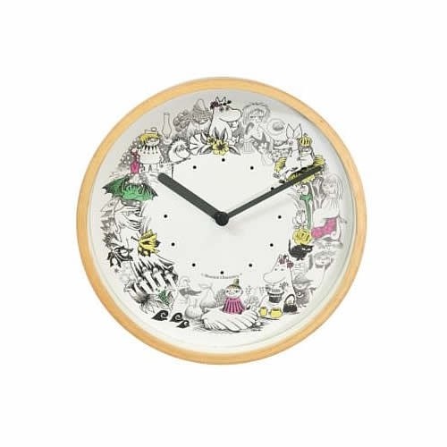 【ムーミン雑貨】MoominTIMEPIECES(ムーミンタイムピーシーズ)  木枠ウォールクロック／リースカラー【取り寄せ品／納期1週間前後】