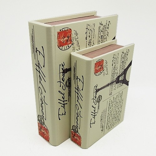BOOK BOX ブックボックス 2個セット(本型箱)  (L・Mサイズ)／Eiffel Tower