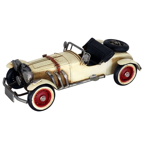 ブリキのおもちゃ車 クラシックオープンカー(旧車)／ホワイト(Mサイズ)
