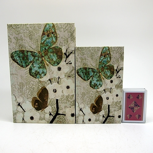 BOOK BOX ブックボックス 2個セット(本型箱) (LL・Mサイズ)／Butterfly& Cherryblossoms