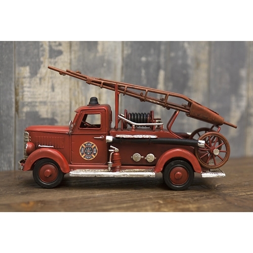 ブリキのおもちゃ車 レトロ消防車 はしご車(Sサイズ) , 大人の 