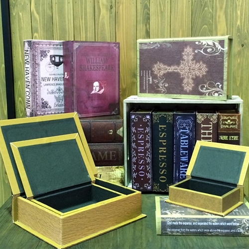 BOOK BOX ブックボックス 3個セット(本型箱)(LL・L・Sサイズ)／COFFEE【取り寄せ品／納期1週間前後】