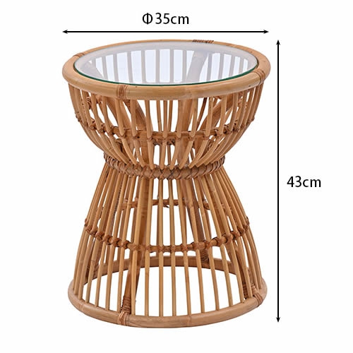 [Ohana] ラタン ガラスサイドテーブル【メーカー直送品】