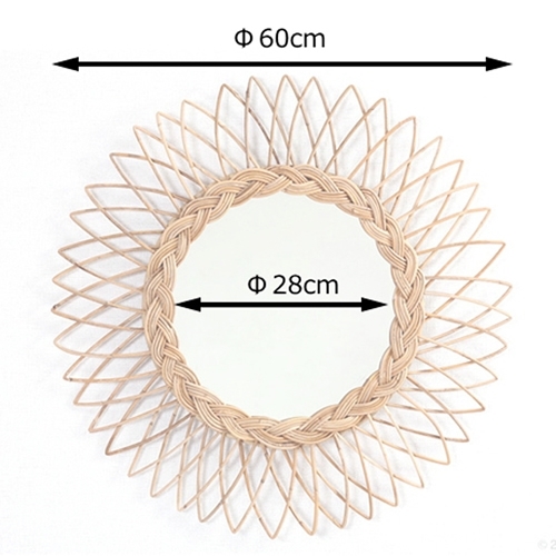ラタン ウォールミラー／太陽【取り寄せ品／納期10日前後】