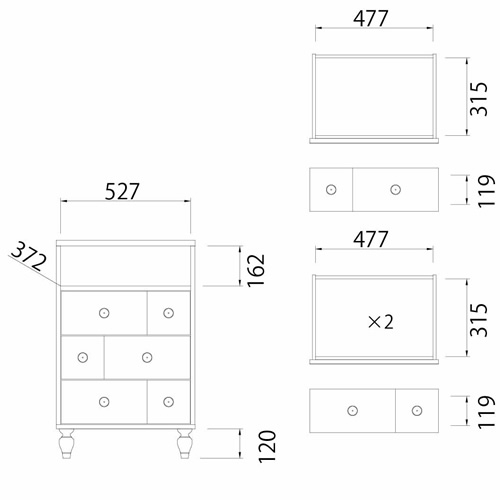 【送料無料】[French-Shabby]フレンチシャビーハイチェスト／ホワイト×ブルー【メーカー直送品】