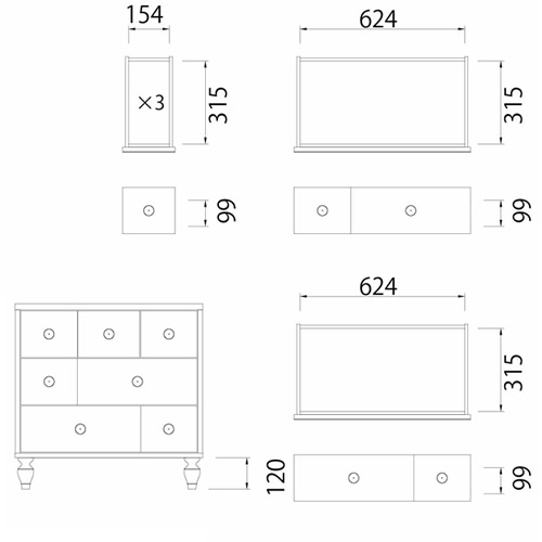 【送料無料】[French-Shabby]フレンチシャビーローチェスト／ホワイト×ブルー【メーカー直送品】