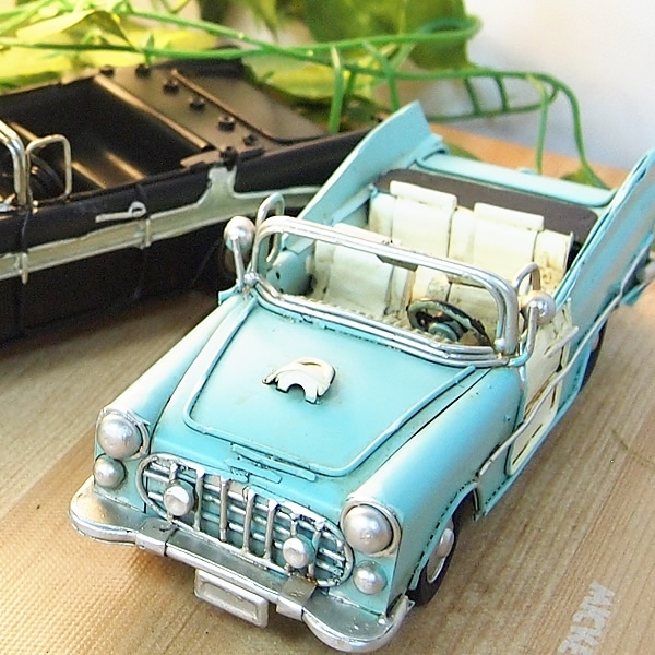 ブリキのおもちゃ車 クラシックオープンカー(旧車)／ライトブルー(S 